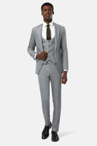 TRAVIS BENETTI Zac 3 Piece Silver Suit Silver front view