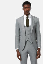 TRAVIS BENETTI Zac 3 Piece Silver Suit Silver model front view
