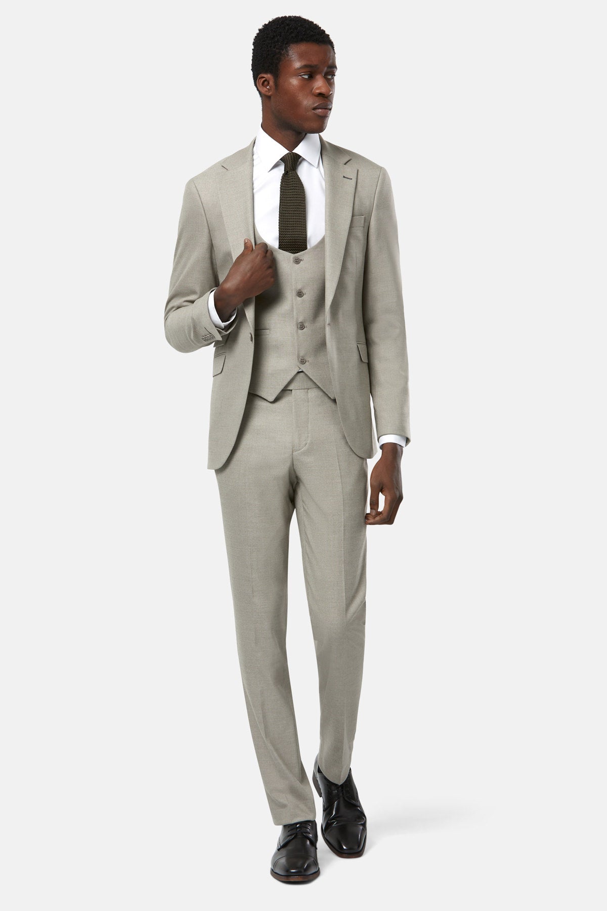 TRAVIS BENETTI Zac 3 Piece Stone Suit STONE detail view