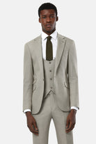 TRAVIS BENETTI Zac 3 Piece Stone Suit STONE model front view
