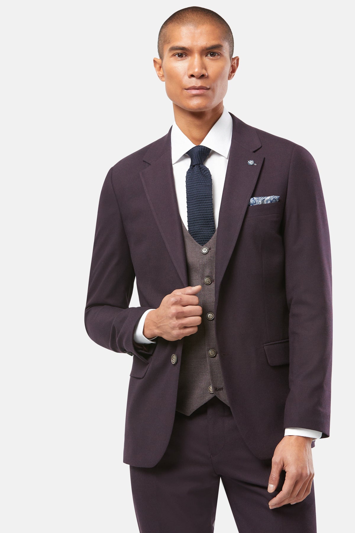 Ronnie 3 Piece Tapered Fit Grape Suit-Jacket view