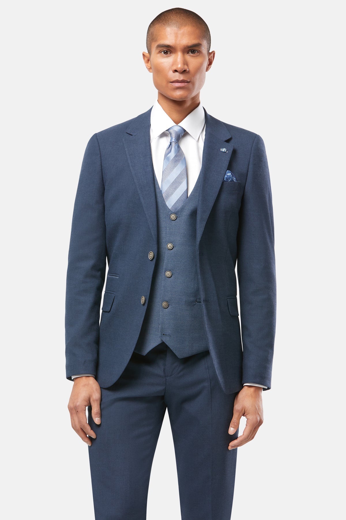 Ronnie 3 Piece Tapered Fit Indigo Suit-Jacket view