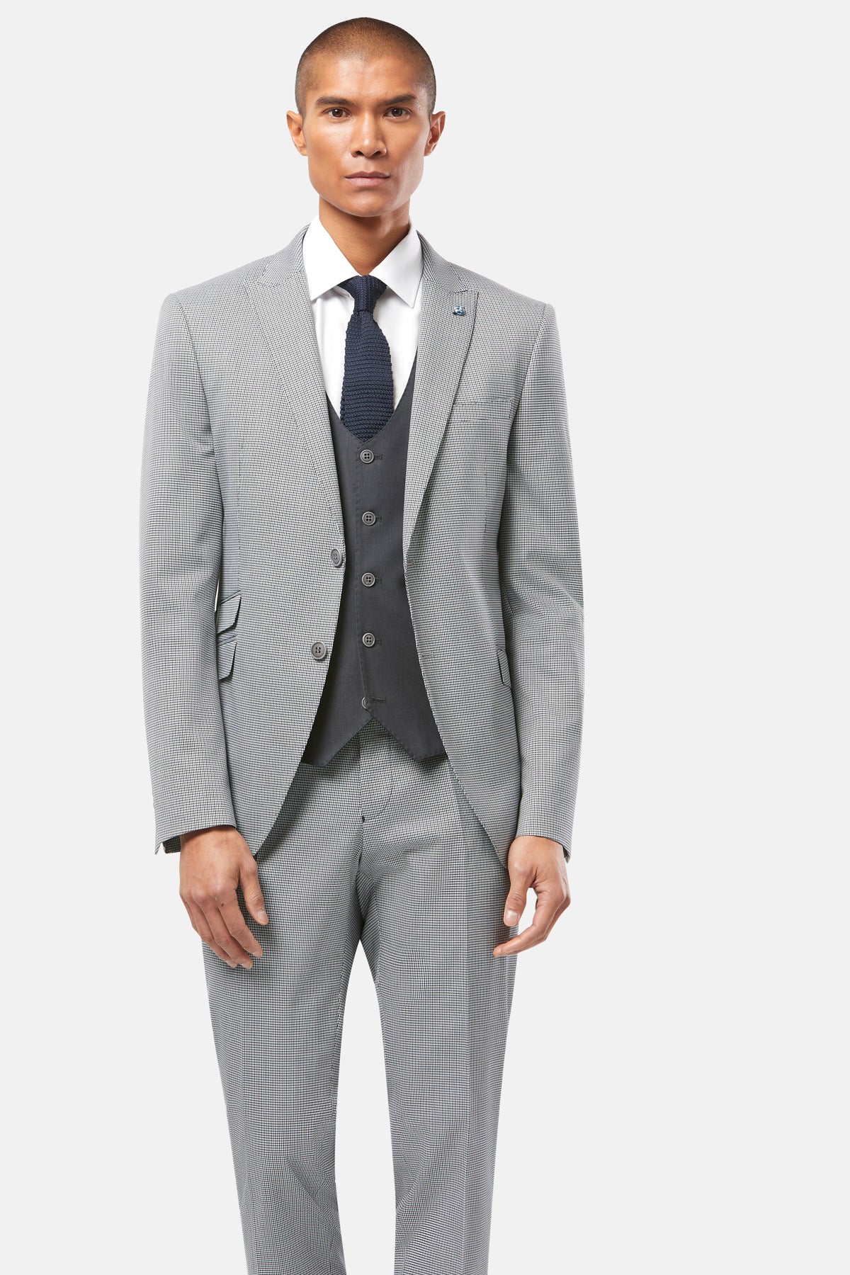 Colin Three Piece Charcoal Houndstooth Suit