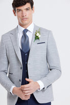 BENETTI Harold Silver Tapered Fit Blazer Silver model front view
