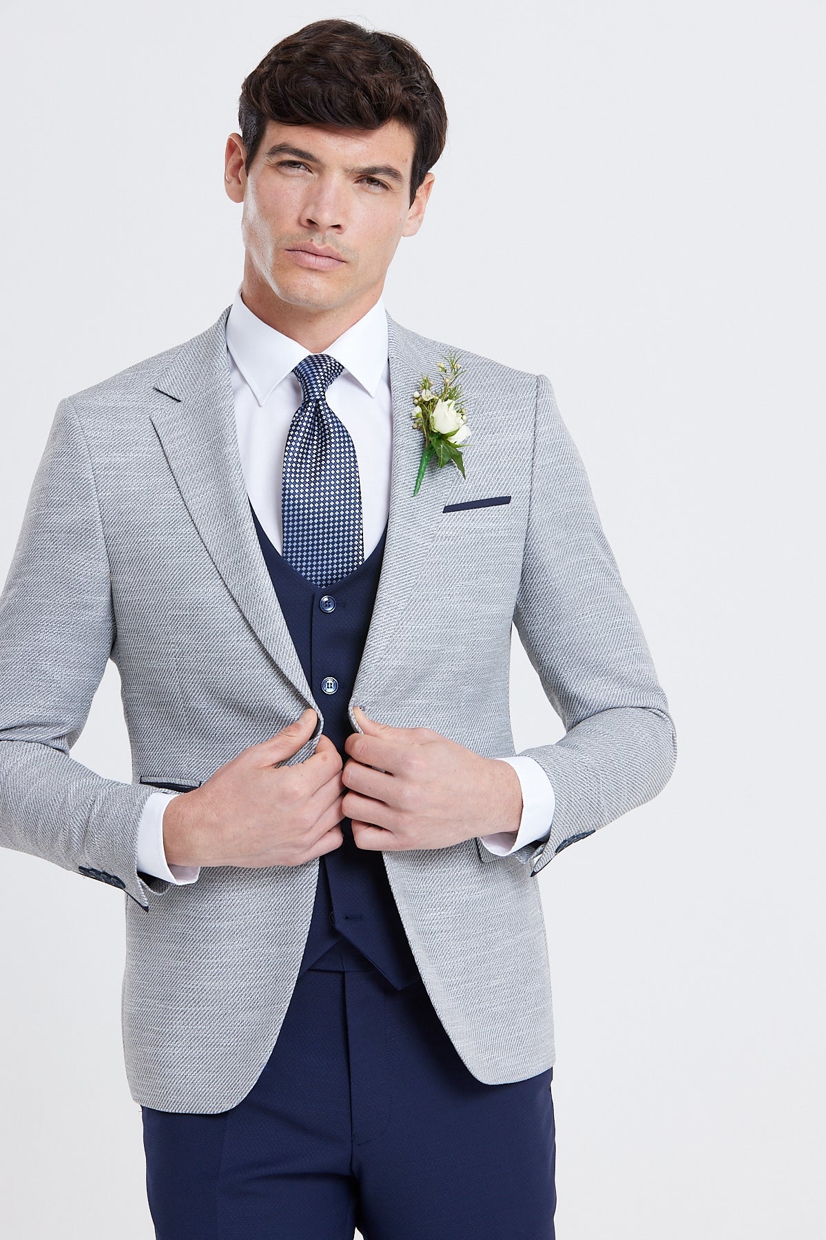 BENETTI Harold Silver Tapered Fit Blazer Silver detail view