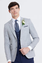 BENETTI Harold Silver Comfort Fit Blazer SILVER front view