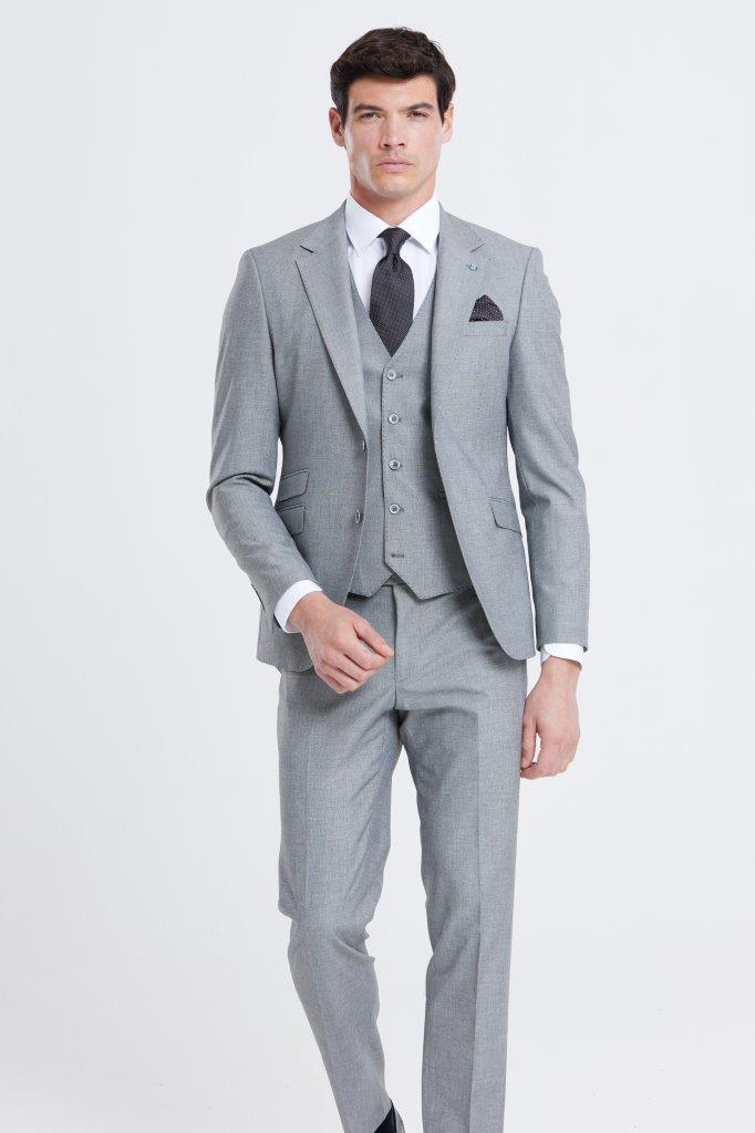 Stanley Tapered Fit Silver Waistcoat by Benetti