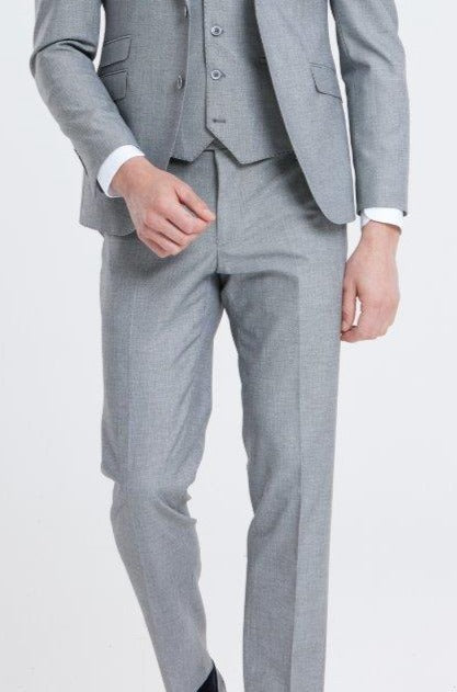 BENETTI Stanley Silver Tapered Fit Trousers Silver front view