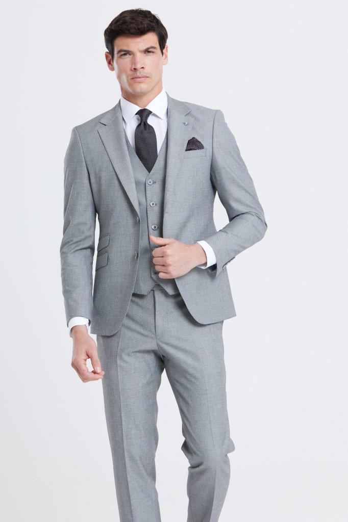 BENETTI Stanley Silver Comfort Fit Blazer SILVER model front view