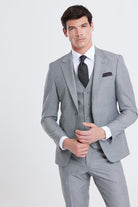 BENETTI Stanley Tapered Fit Silver Waistcoat SILVER model front view