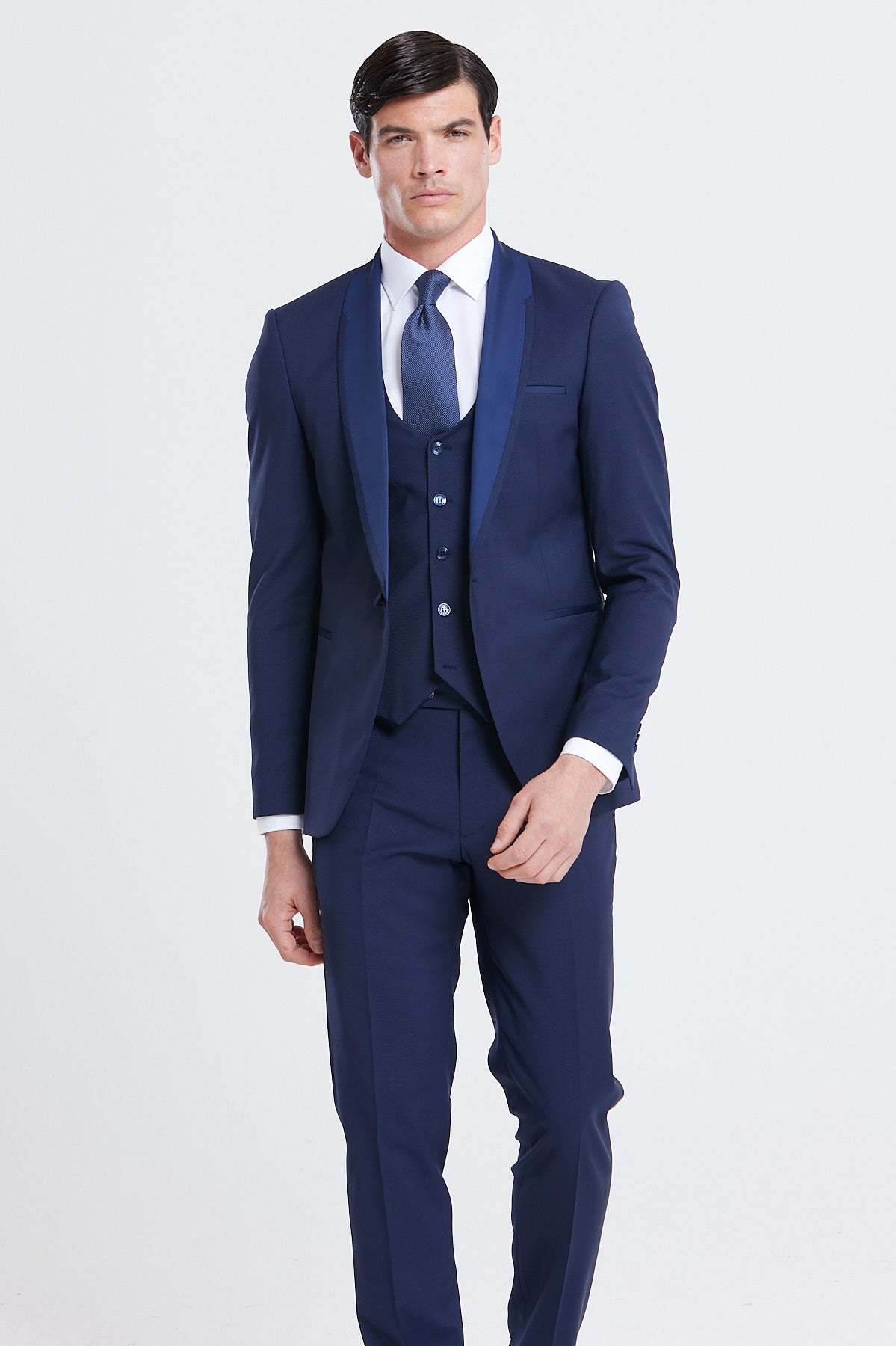 BENETTI Peter Ink Tapered Shawl Tux Jacket INK model front view