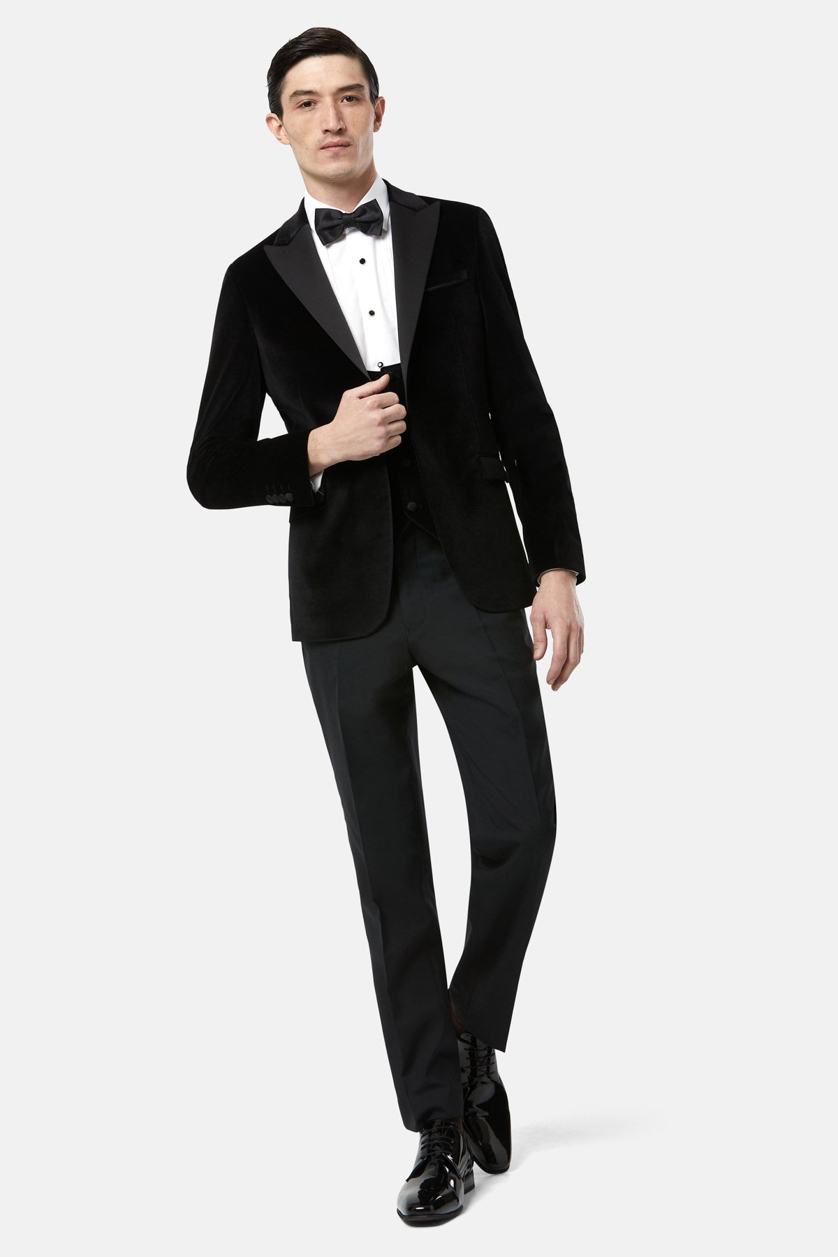 BENETTI Jasper Black Velvet Tapered Jacket Black back view