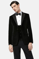 BENETTI Jasper Black Velvet Tapered Jacket Black front view