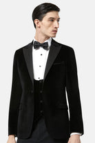 Front view of Jasper black velvet tuxedo waistcoat