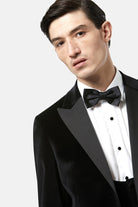 Close-up of Jasper black velvet waistcoat fabric