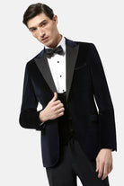 BENETTI Jasper Navy Velvet Tapered Jacket Navy model front view