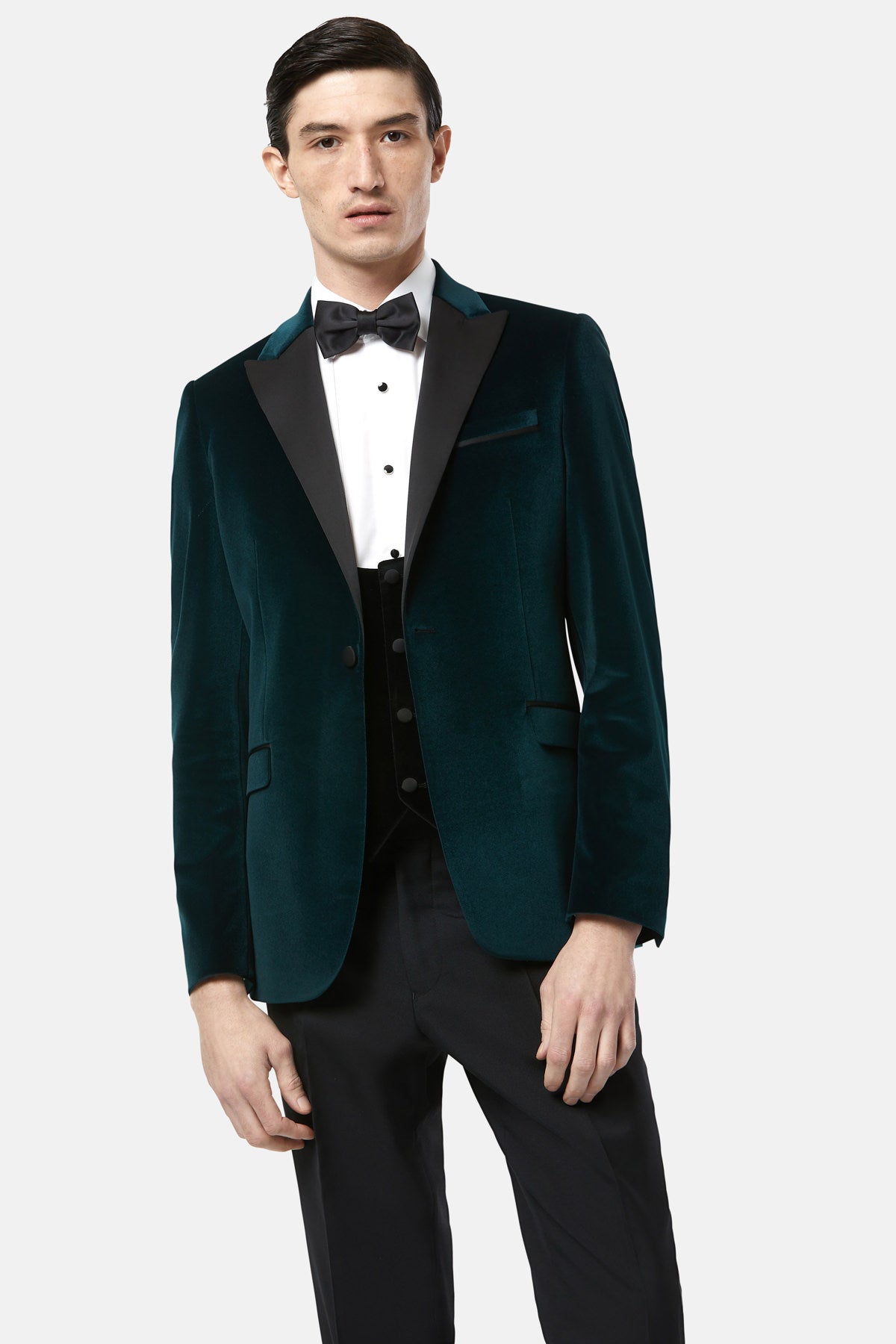 Benetti's Jasper Emerald Velvet Tapered Mens Jacket