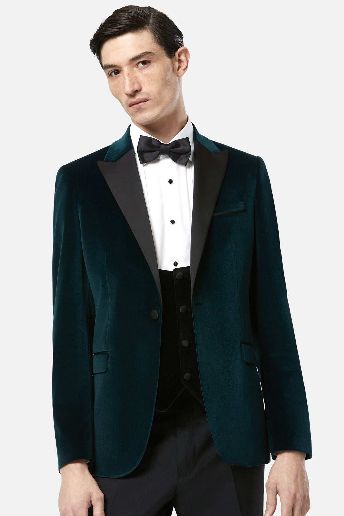 BENETTI Jasper Emerald Velvet Tapered Jacket EMERALD front view