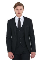 TRAVIS BENETTI Antoine Black Slim Fit Jacket Black front view