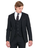 TRAVIS BENETTI Antoine Black Slim Fit Jacket Black model front view