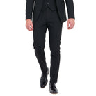 TRAVIS BENETTI Antoine Black Slim Fit Trouser Black front view