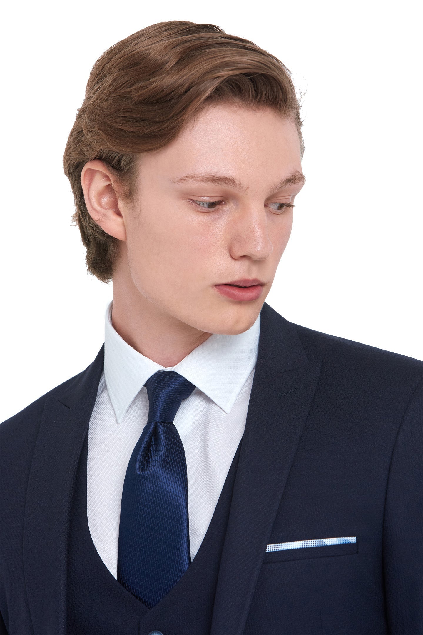 TRAVIS BENETTI Antoine Navy Slim Fit Blazer NAVY model front view