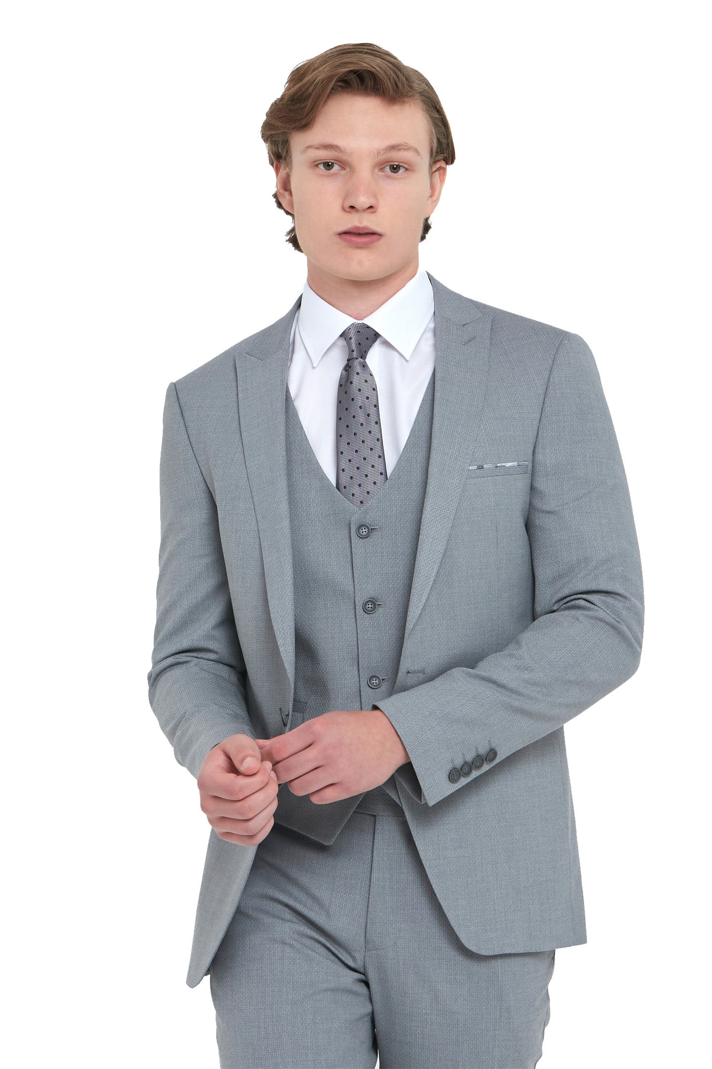 TRAVIS BENETTI Antoine Silver Slim Fit Jacket SILVER front view