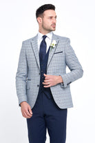BENETTI Raymond Navy Check Tapered Fit Blazer NAVY model front view