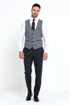 BENETTI Simon Tapered Fit Charcoal Waistcoat Charcoal model front view