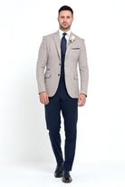 BENETTI Simon Tapered Fit Beige Blazer BEIGE model front view