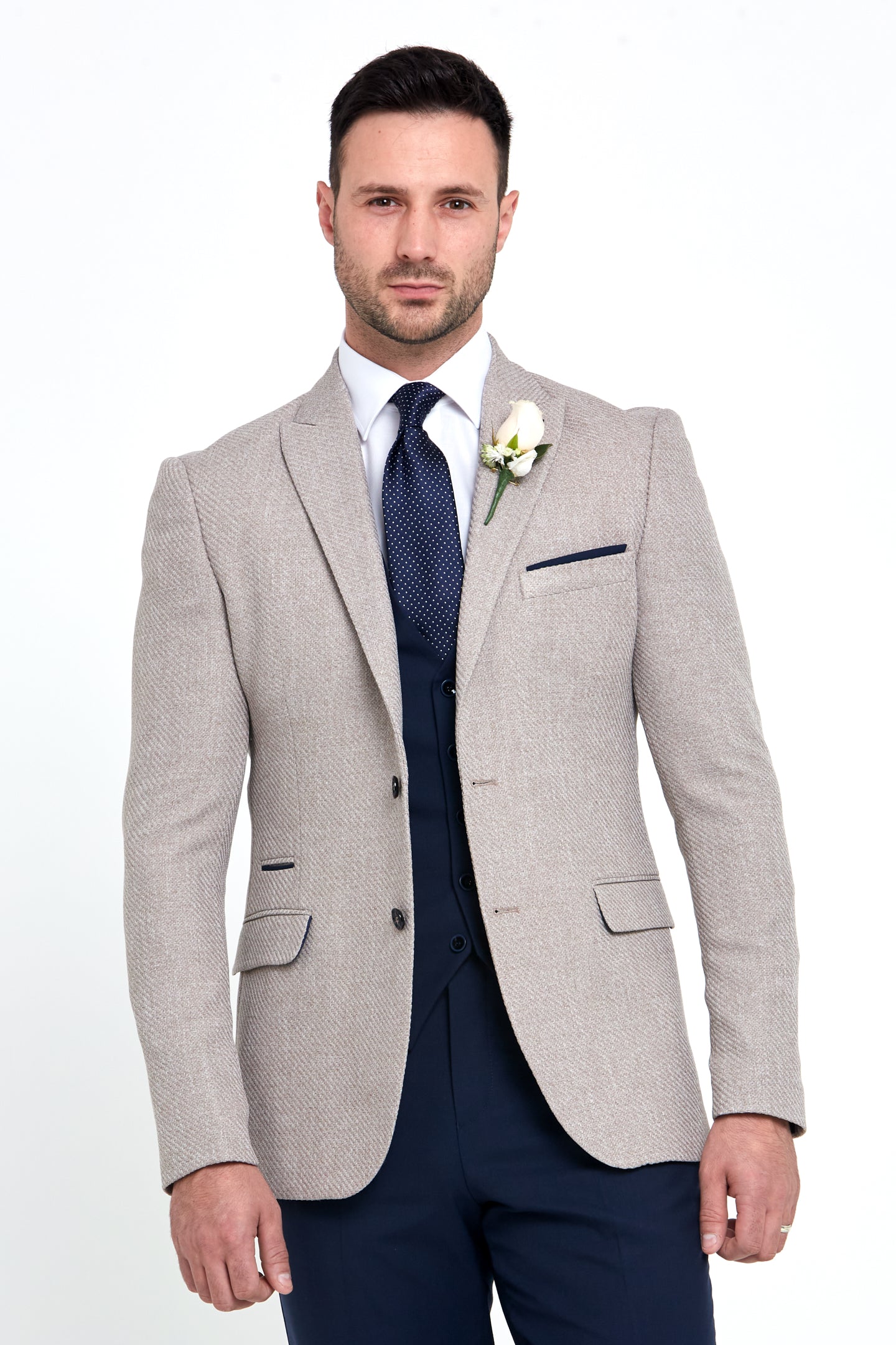 BENETTI Simon Tapered Fit Beige Blazer BEIGE back view