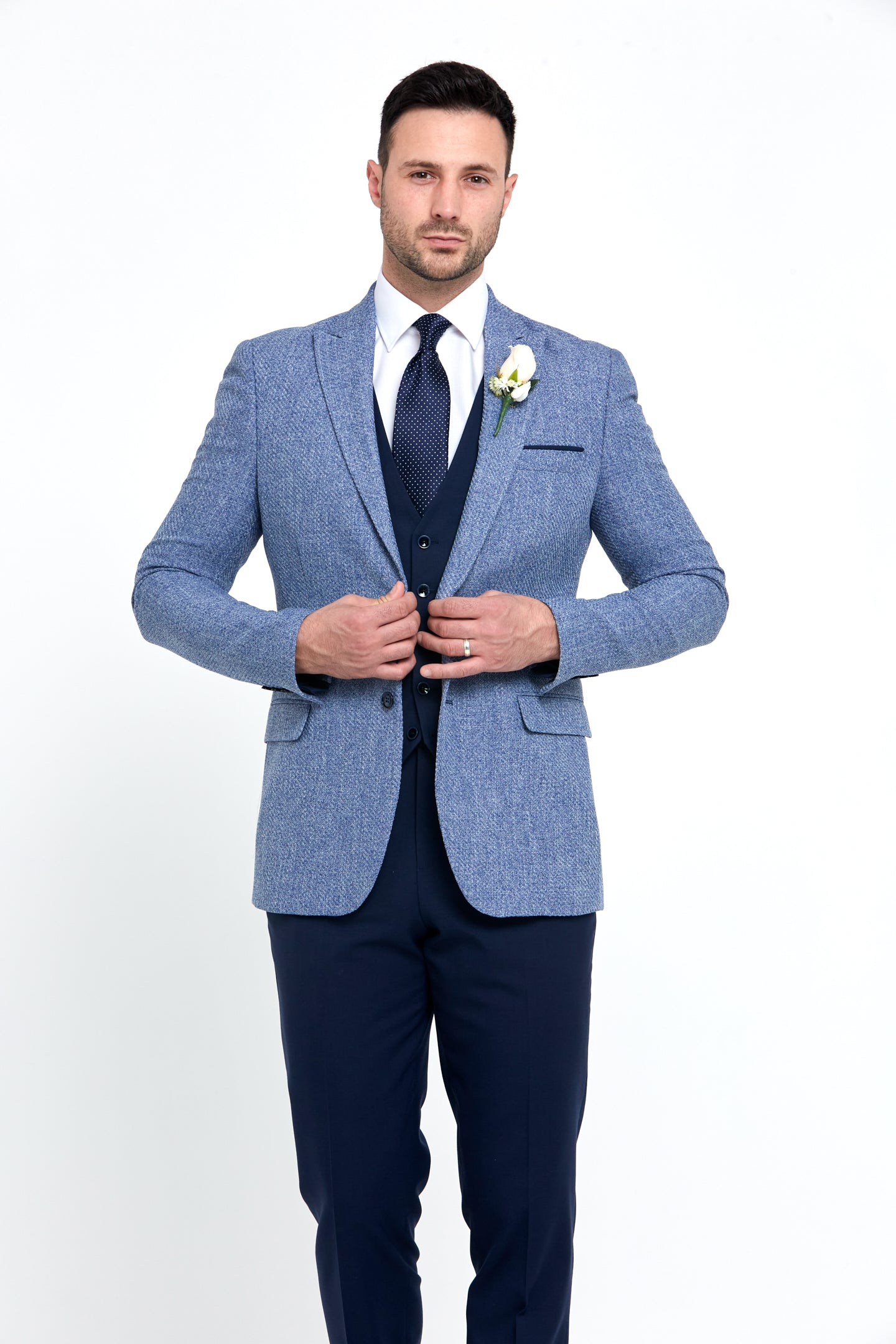 BENETTI Simon Tapered Fit Blue Blazer BLUE back view