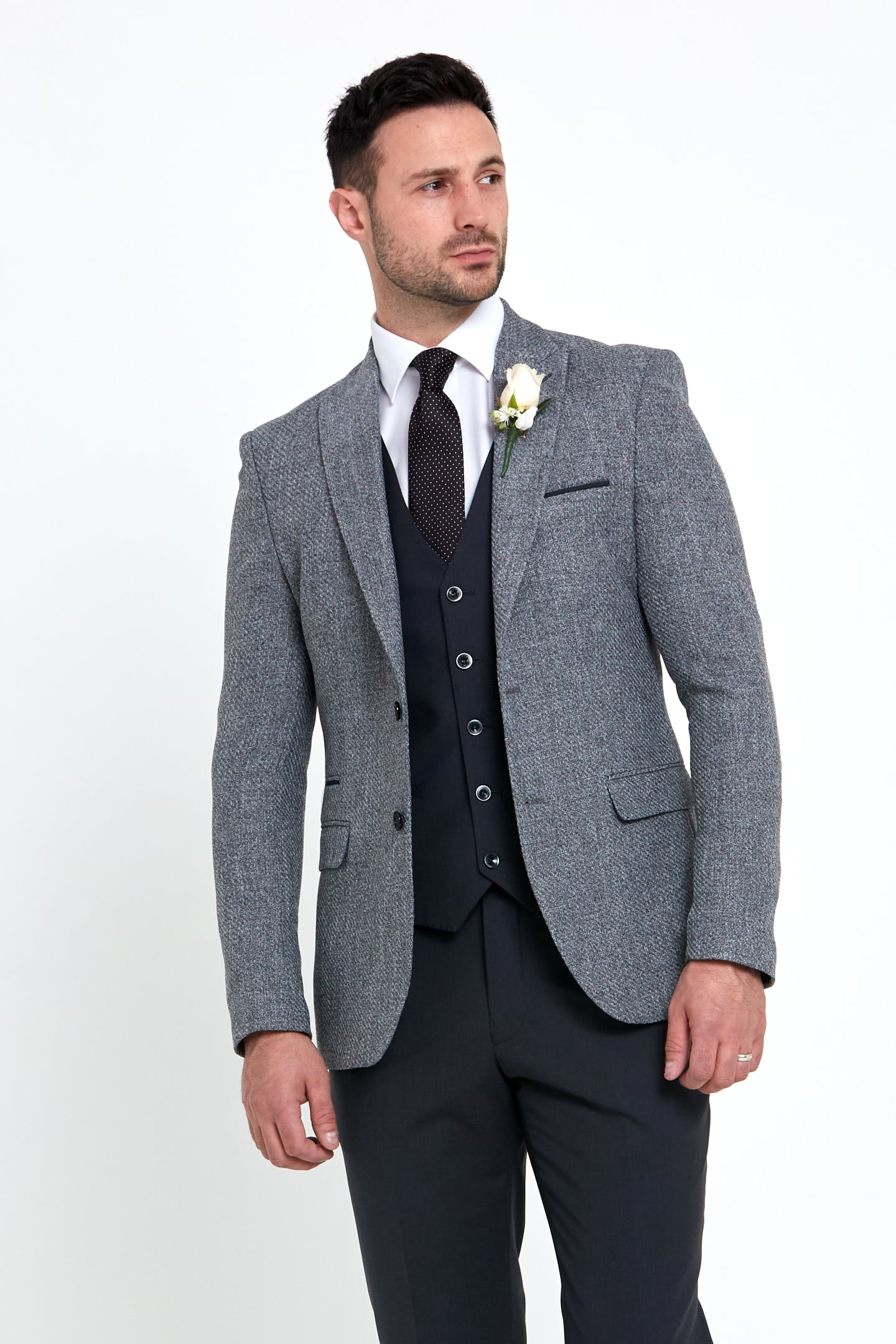 BENETTI Simon Tapered Fit Charcoal Blazer CHARCOAL back view