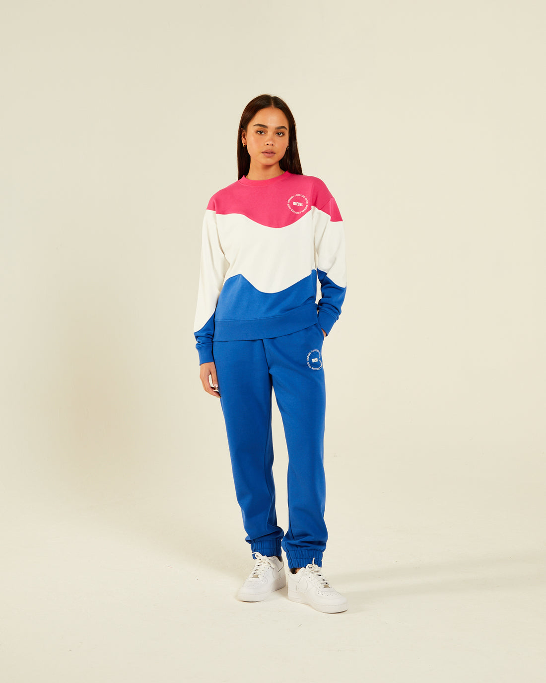 Ladies Blaze Multi Pink/Blue Sweatshirt-Full Model View