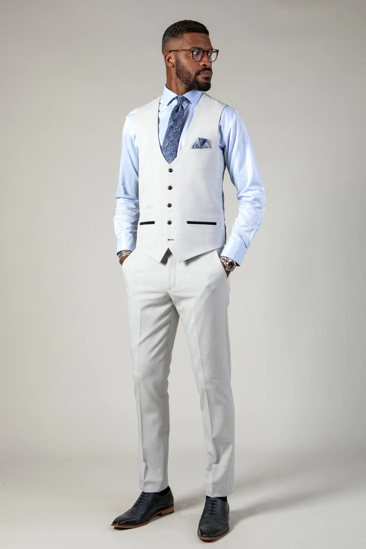 Bromley Stone Check Waistcoat-Full front view
