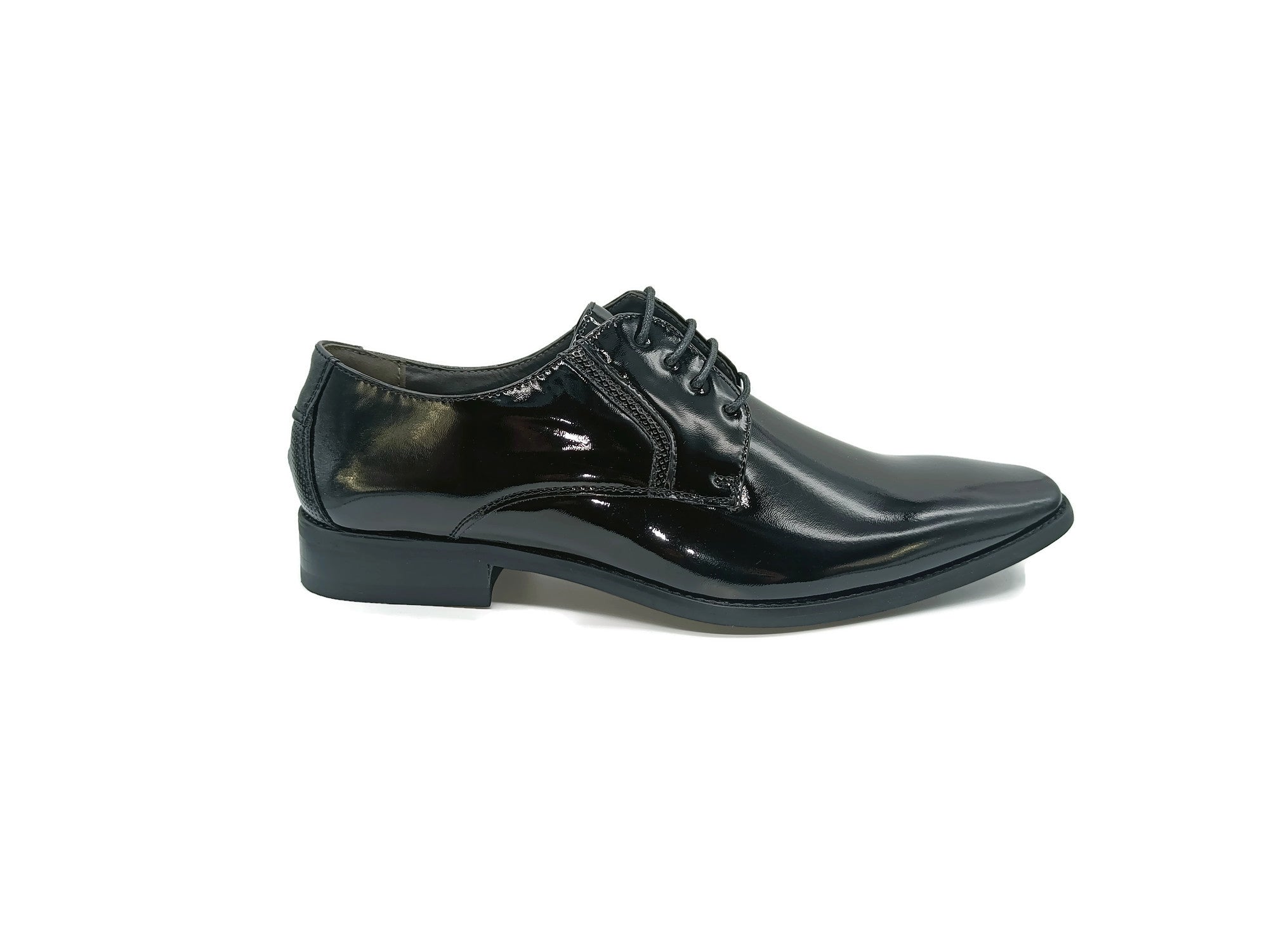 Men's Brussels Black Lace Up Shoe-Right Side View