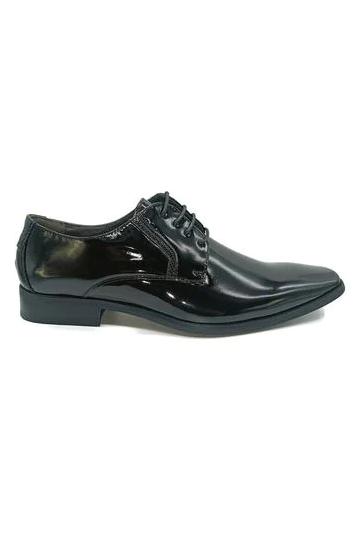 Men's Brussels Black Lace Up Shoe-Right Side View