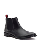 BASE LONDON Carson Black Burnished Chelsea Boot Black model front view