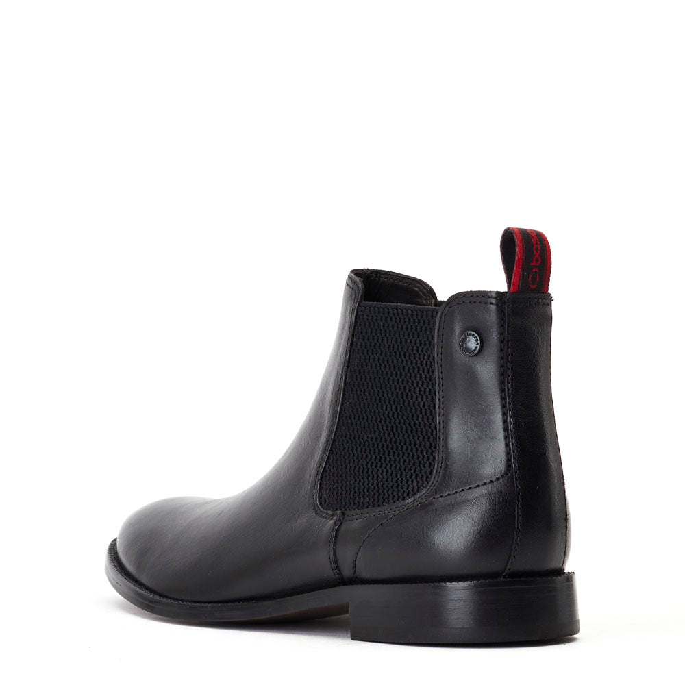 Carson Black Burnished Chelsea Boot-Back heel view