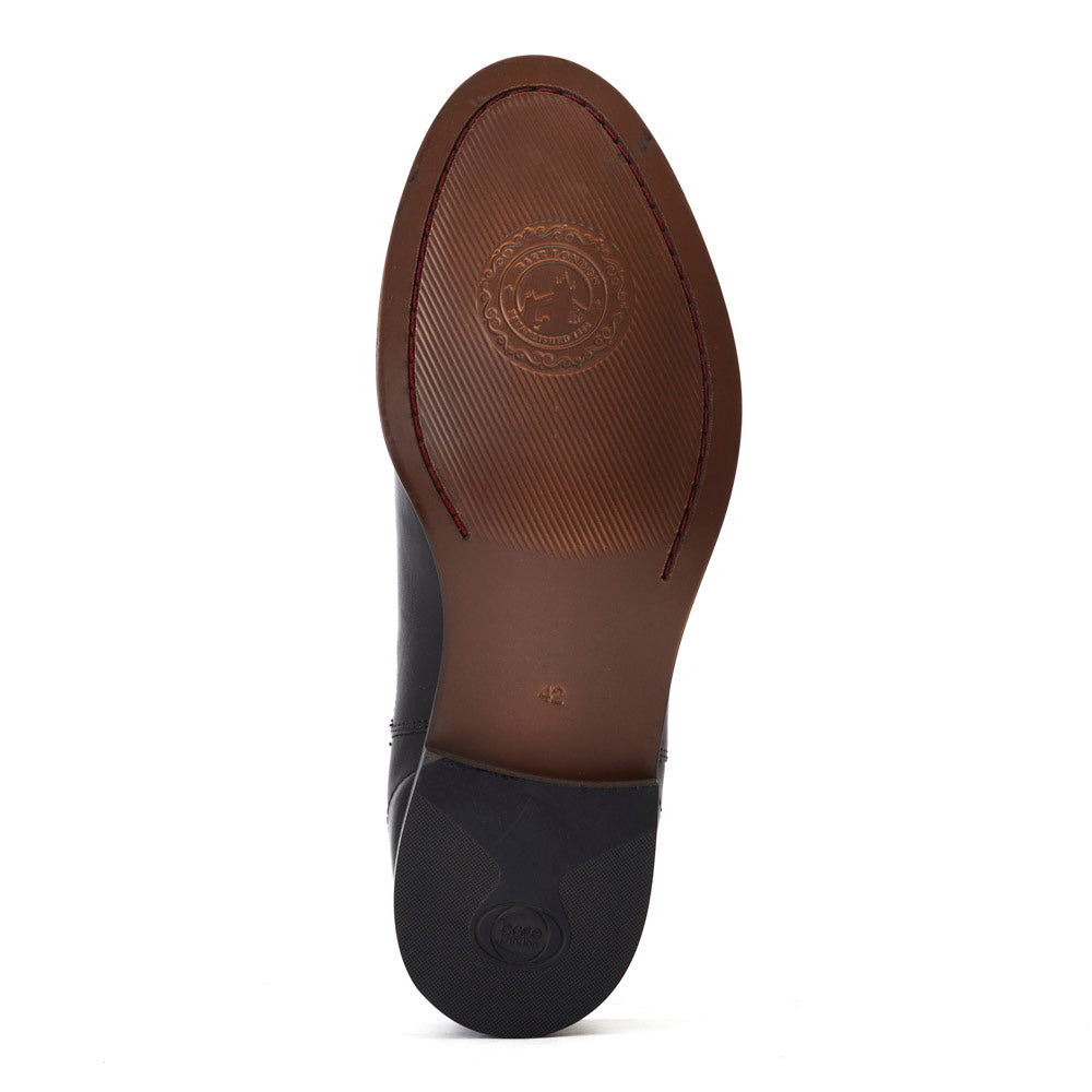 BASE LONDON Carson Black Burnished Chelsea Boot Black side view