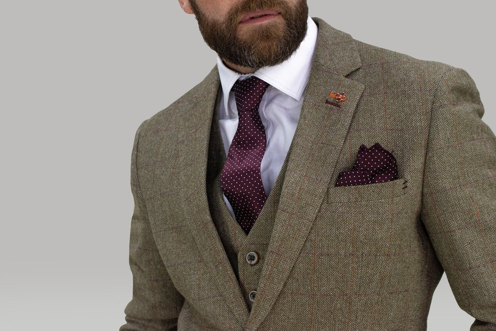 House of Cavani Gaston Sage Tweed Blazer Sage detail view