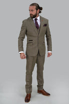 House of Cavani Gaston Sage Tweed Blazer Sage model front view