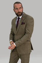 House of Cavani Gaston Sage Tweed Blazer Sage front view
