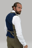 House of Cavani Gaston Sage Tweed Waistcoat Sage model front view