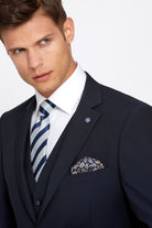 BENETTI Mens Cusack Navy Tapered Waistcoat by Benetti Navy back view