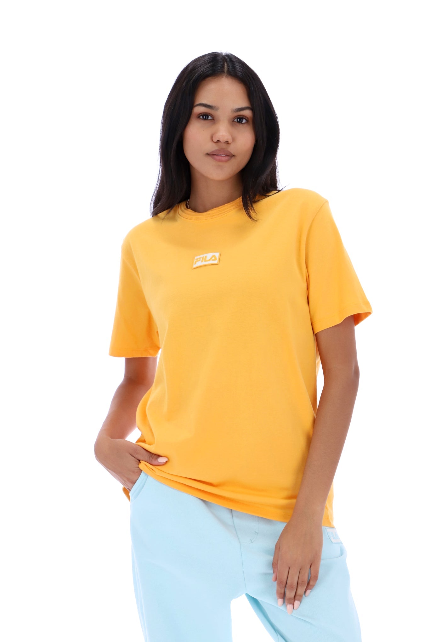 Dax Marigold Tee - Model Front View