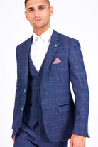 MARC DARCY Harry Check Blazer by Marc Darcy INDIGO front view