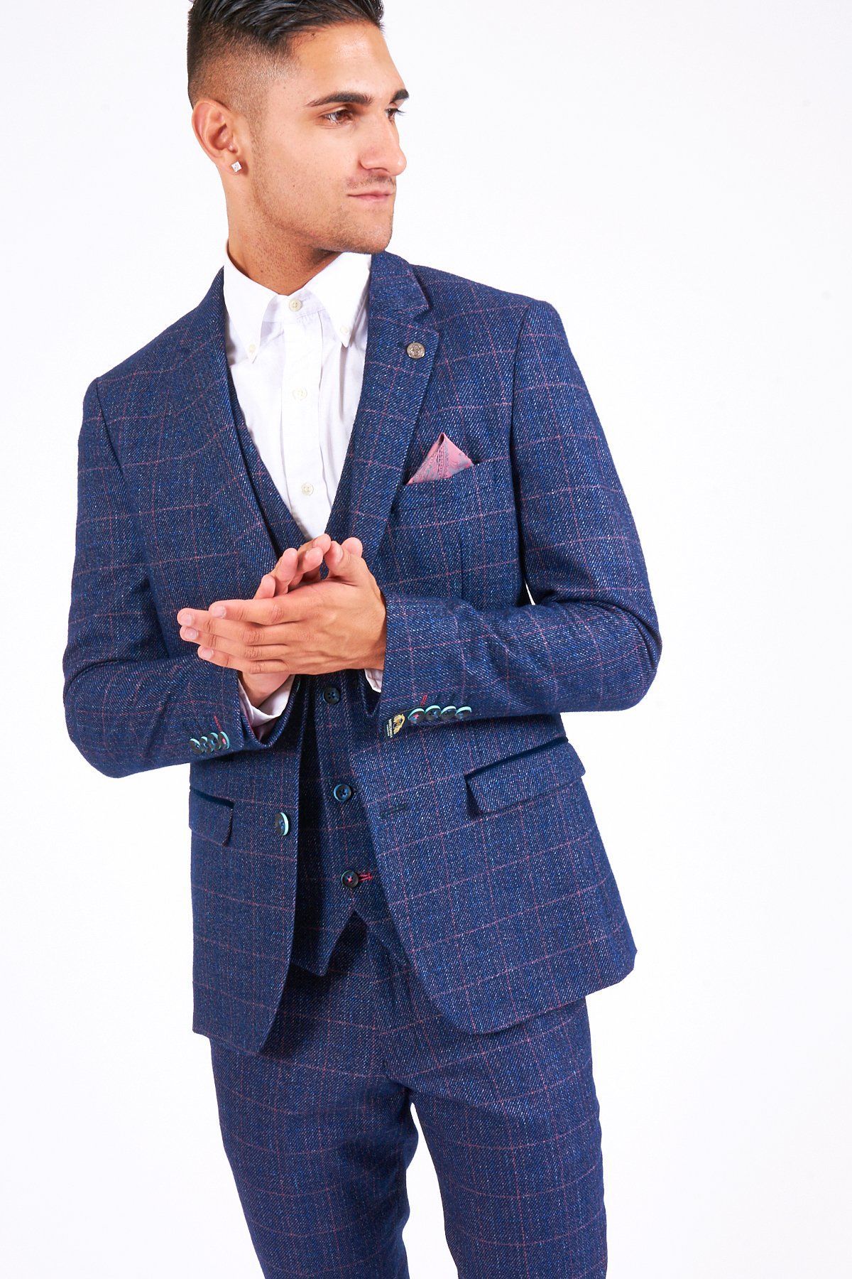 MARC DARCY Harry Check Blazer by Marc Darcy INDIGO back view