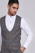 MARC DARCY Jenson Grey Check Waistcoat Grey Check front view
