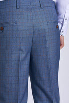 MARC DARCY George Tapered Check Trouser Sky Blue back view